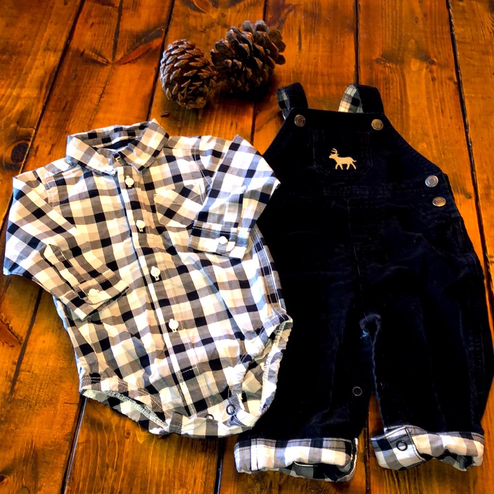 Baby Boy Matching Onesie W/ Overalls